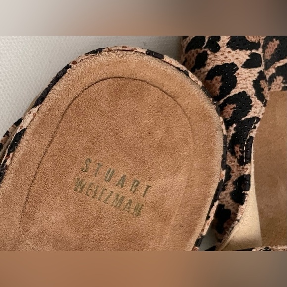 Stuart Weitzman Freely leopard cheetah suede buckle flat Sandal 10 - Picture 7 of 9